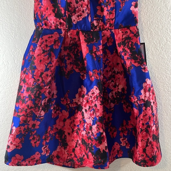 B.DARLIN Floral Print Blue Strapless Fit & Flare Dress Size 7/8 NEW - Picture 5 of 11